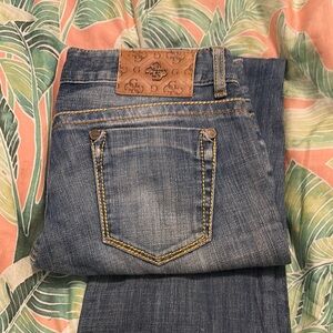 Blue Denim Jeans with Leather Patch
